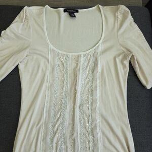 White House Black Market Cream Blouse SMALL
